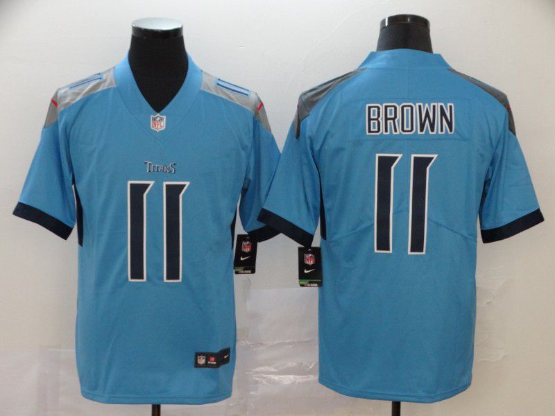 Men Tennessee Titans #11 Brown Light Blue New Nike Vapor Untouchable Limited NFL Jersey